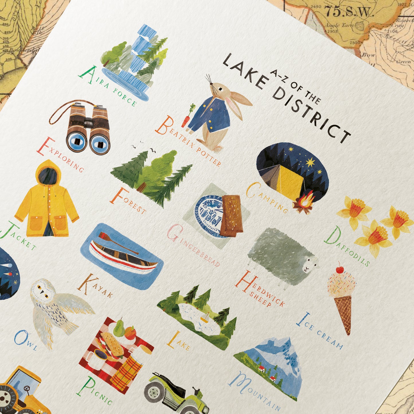A-Z Lake District A3 Print