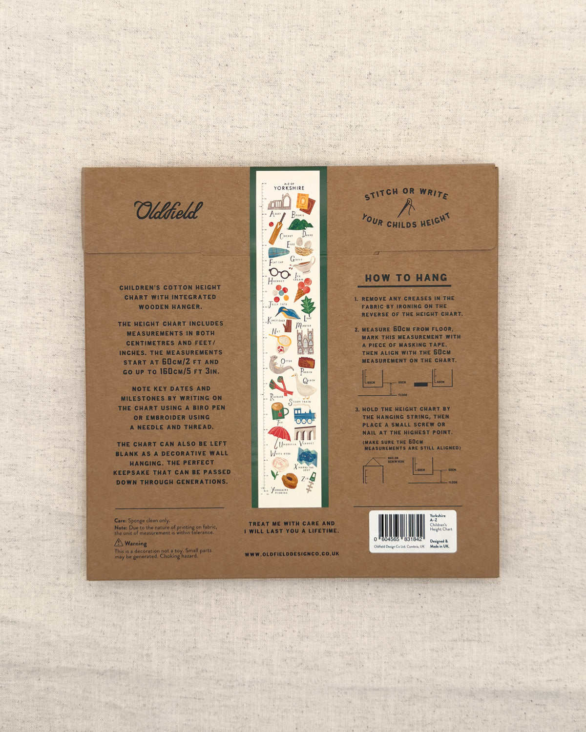 Yorkshire A-Z Children's Fabric Height Chart