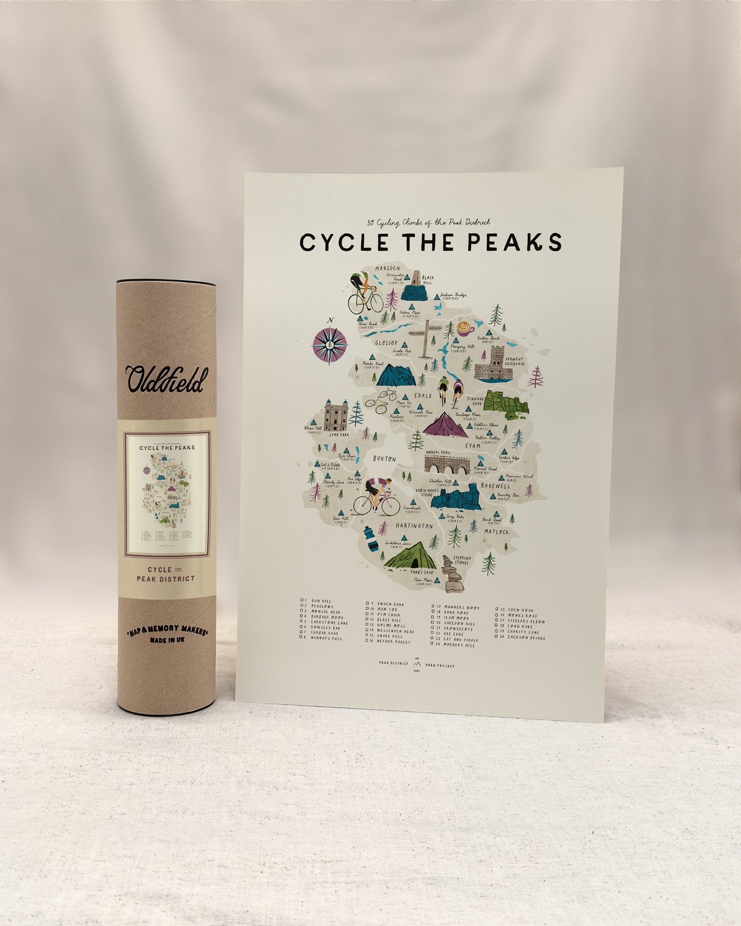 Cycle the Peak District A3 Map Checklist