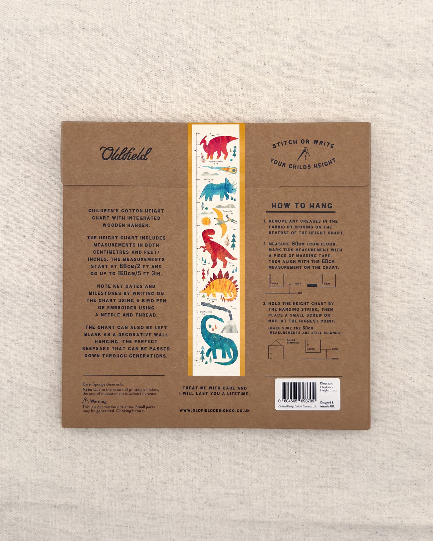 Dinosaur Children's Fabric Height Chart
