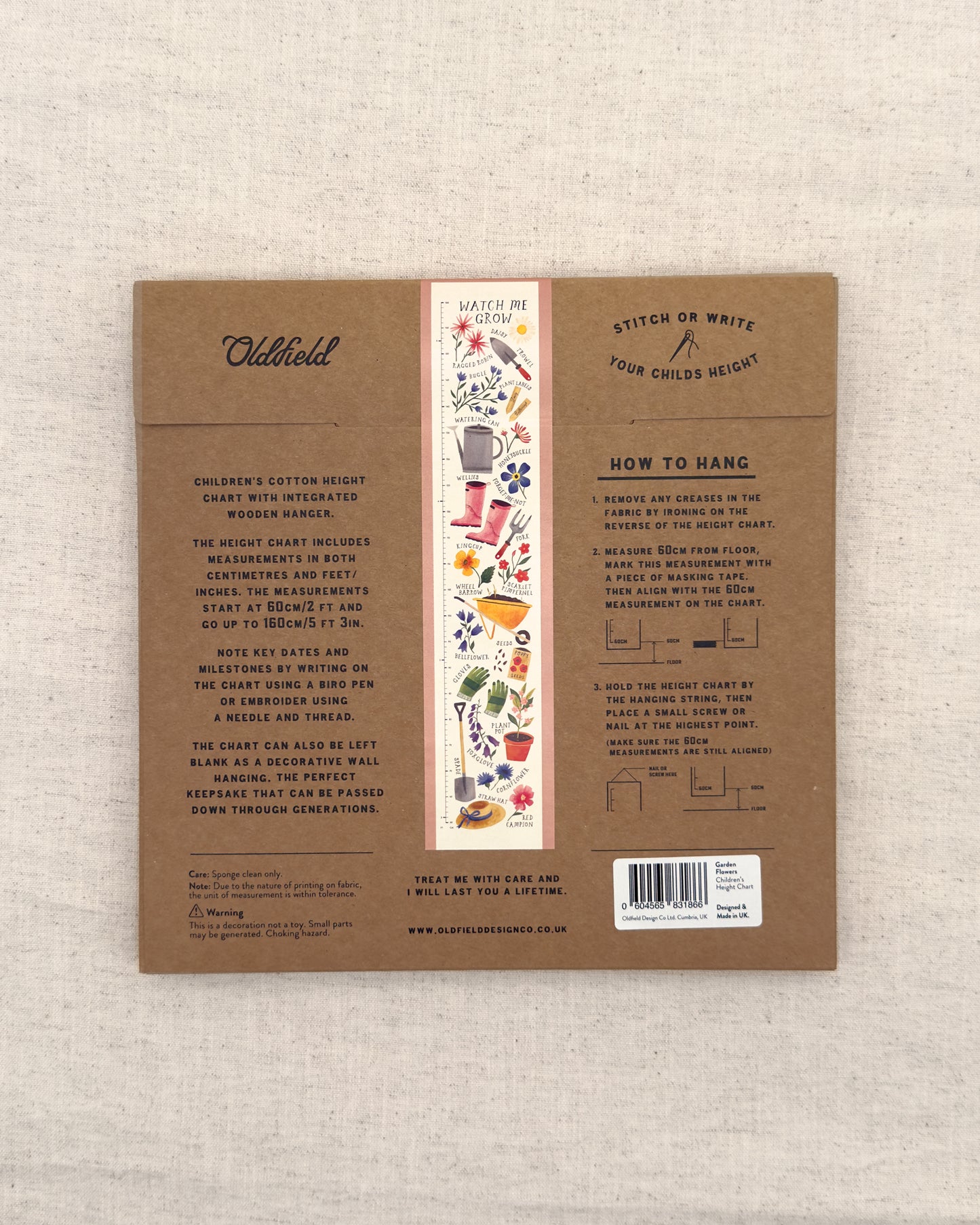Garden Flowers Children's Fabric Height Chart