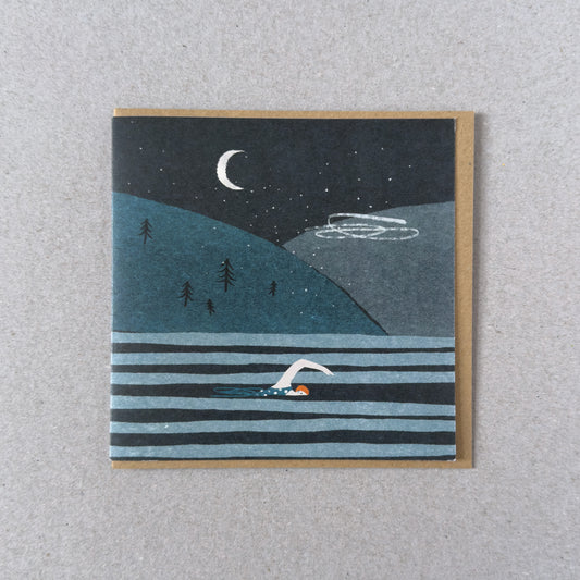 Night Swimming Greetings Card