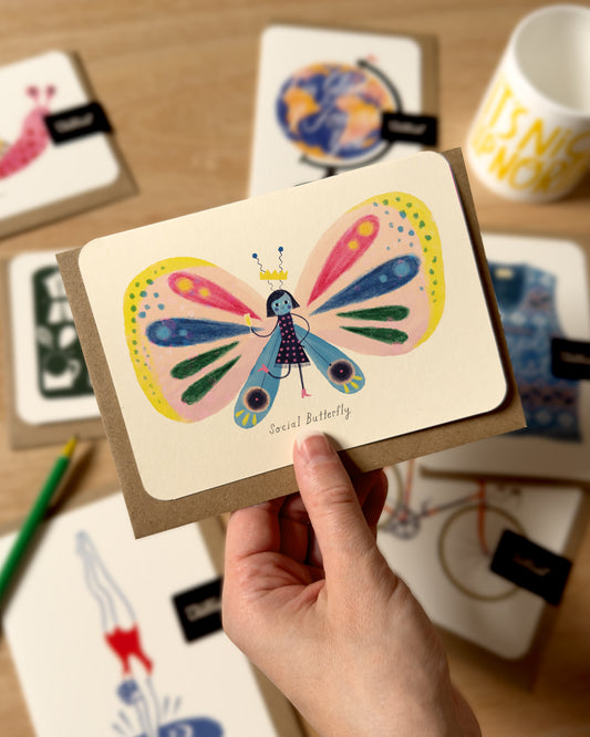 Social Butterfly Greetings Card