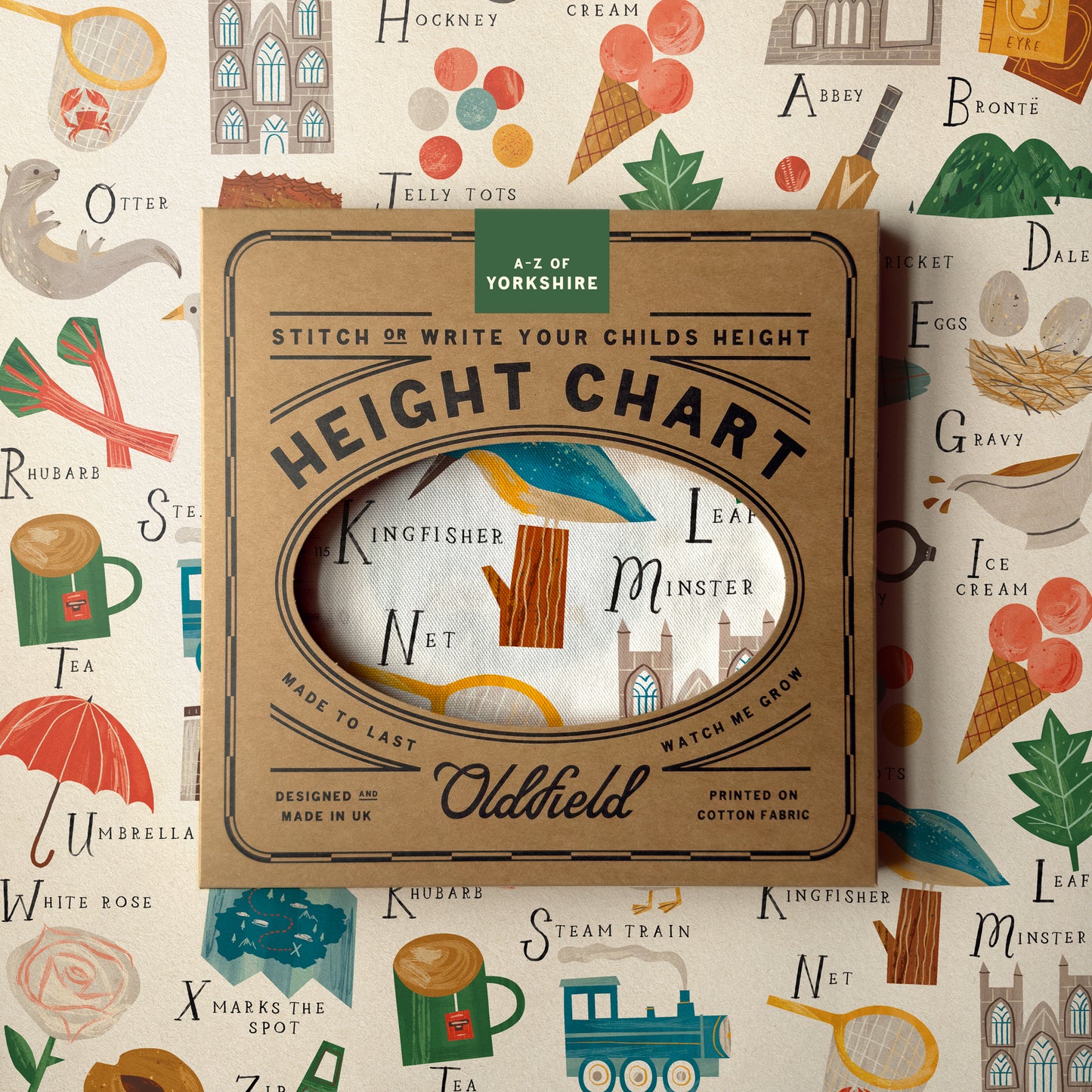 Yorkshire A-Z Children's Fabric Height Chart