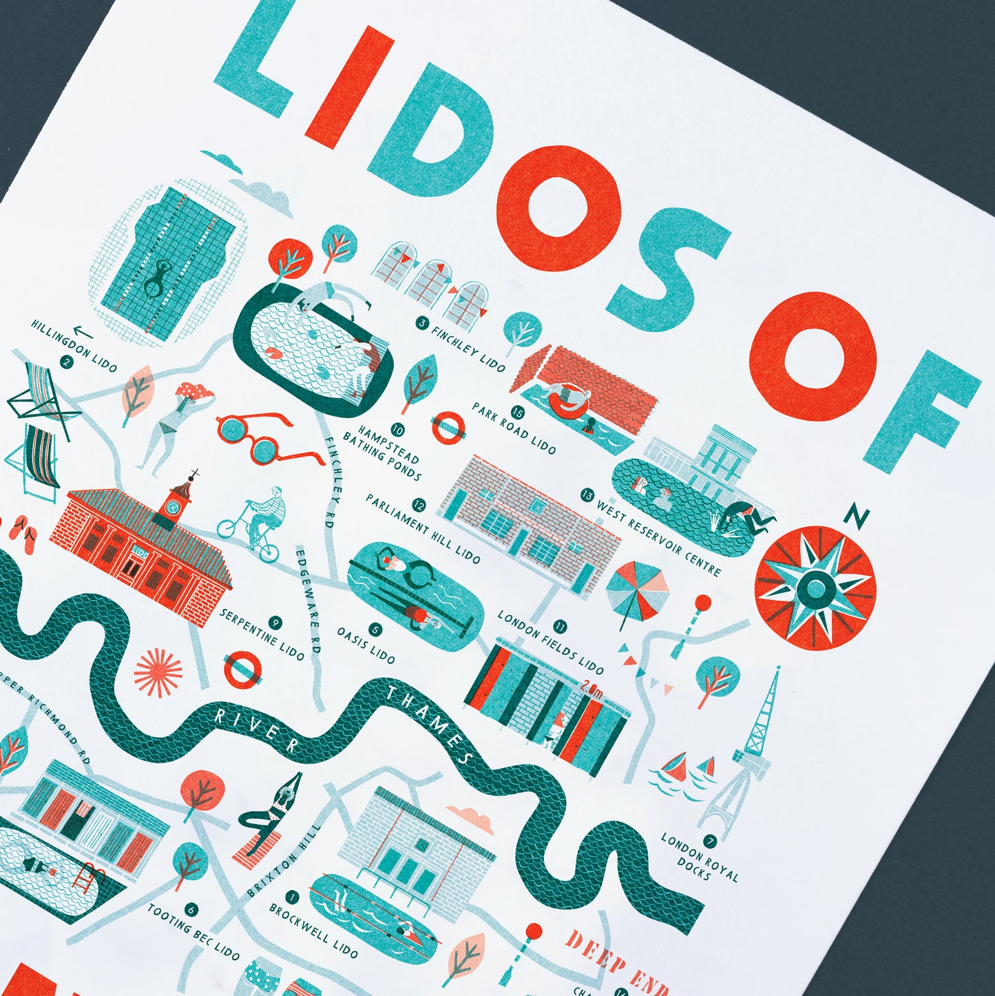 Lidos of London A3 Map Checklist