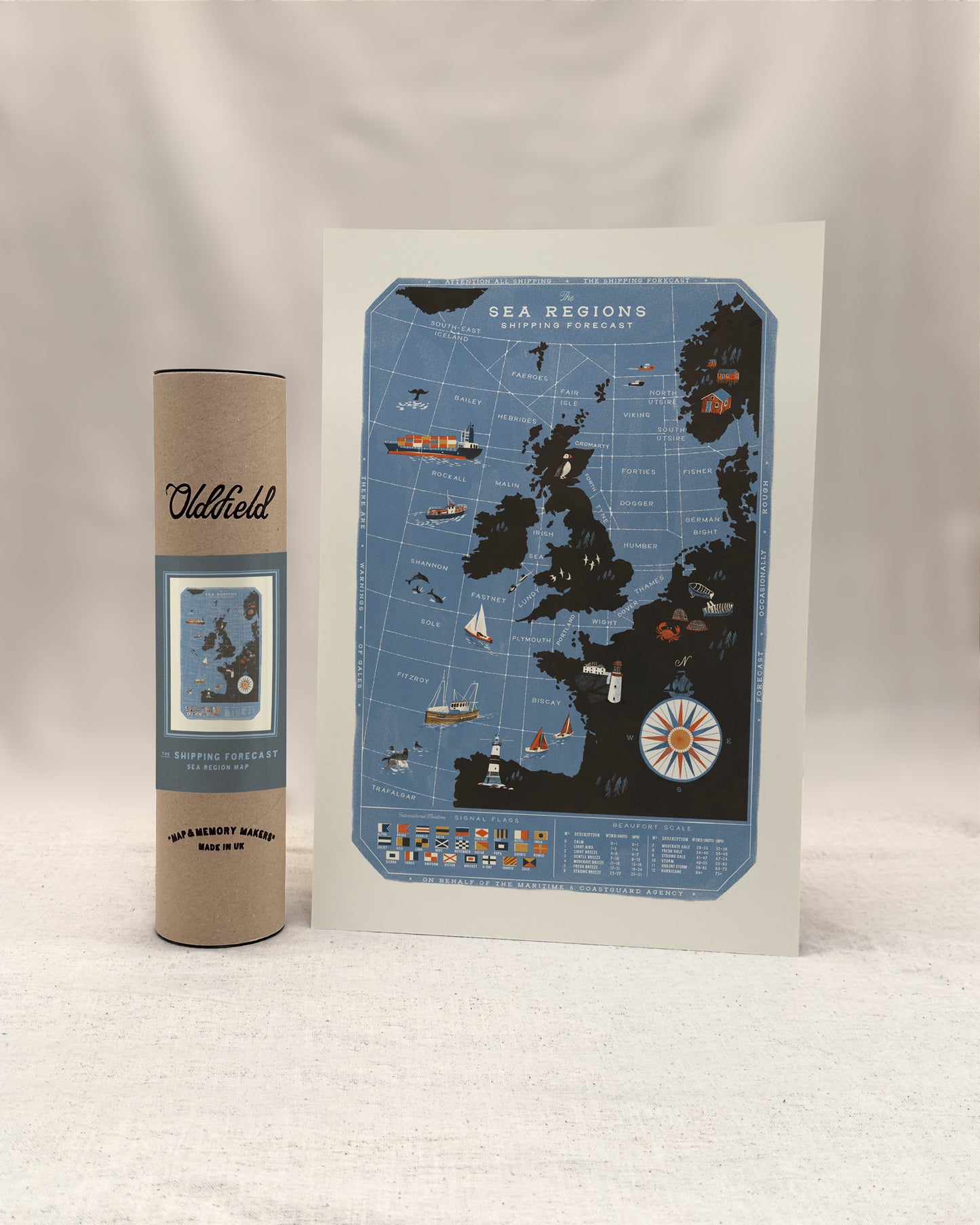 The Sea Regions of the United Kingdom A3 Map Print