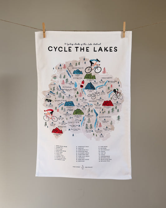 Cycle the Lakes Tea Towel