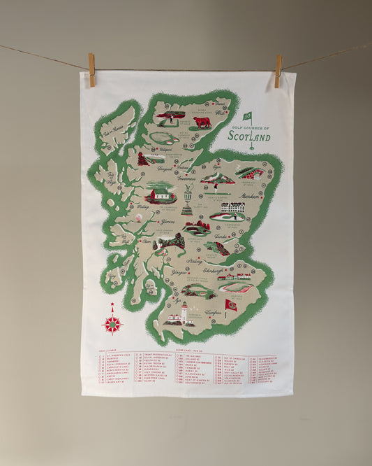 Golf Courses of Scotland Tea Towel
