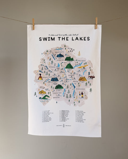 Swim the Lakes Tea Towel