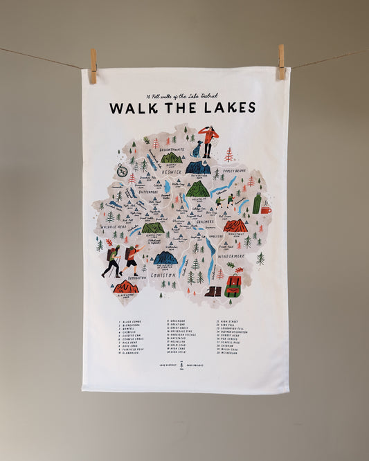 Walk the Lakes Tea Towel