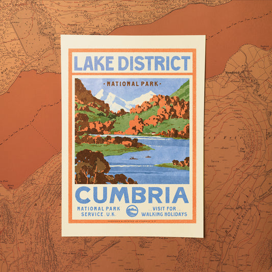 Visit the Lake District Retro A3 Print