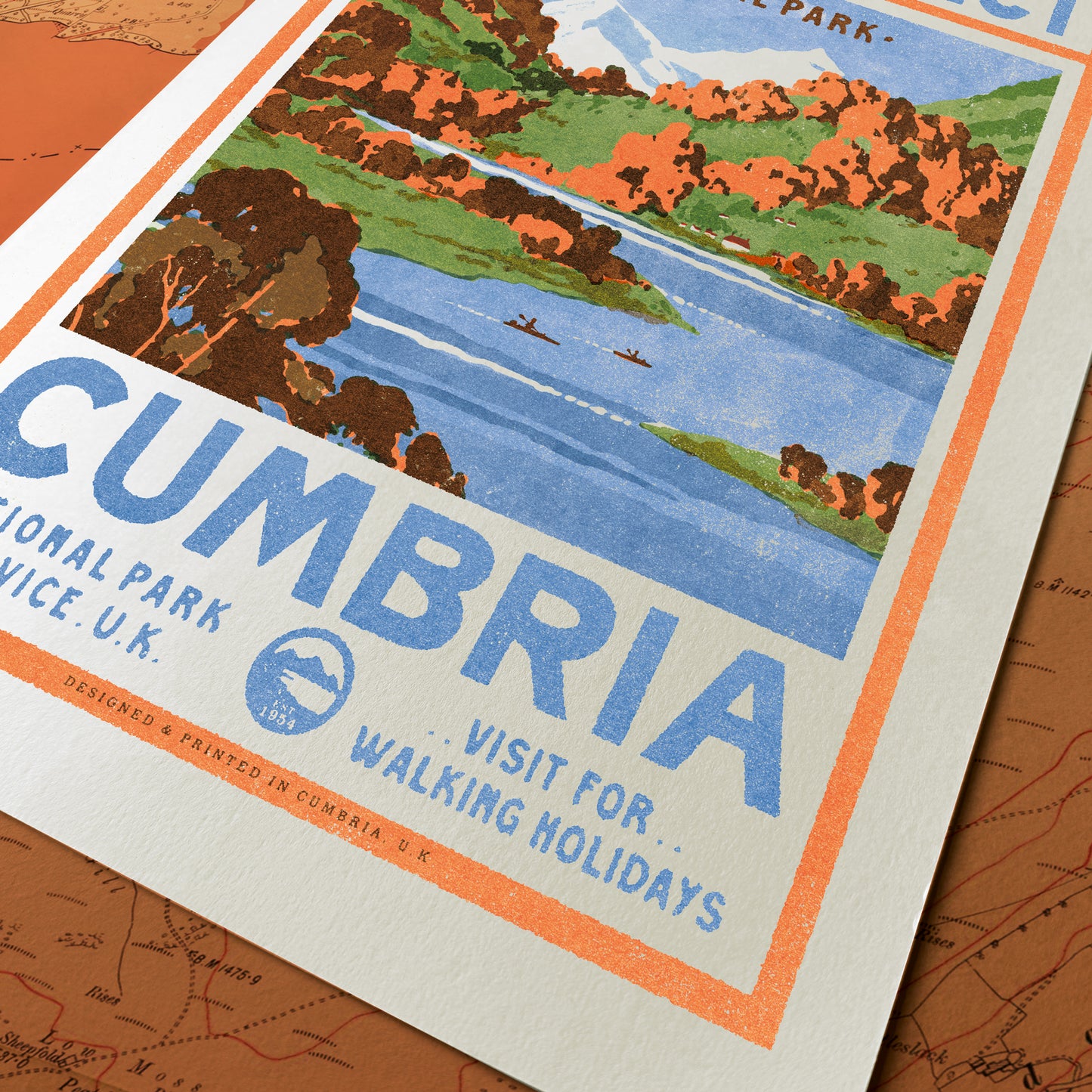Visit the Lake District Retro A3 Print