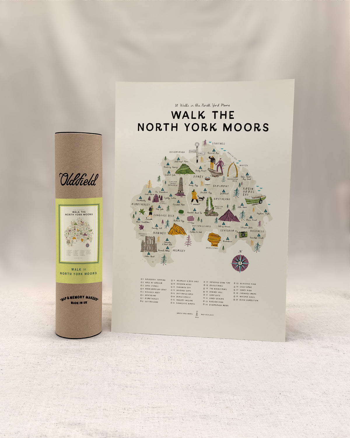 Walk the North York Moors A3 Map Checklist