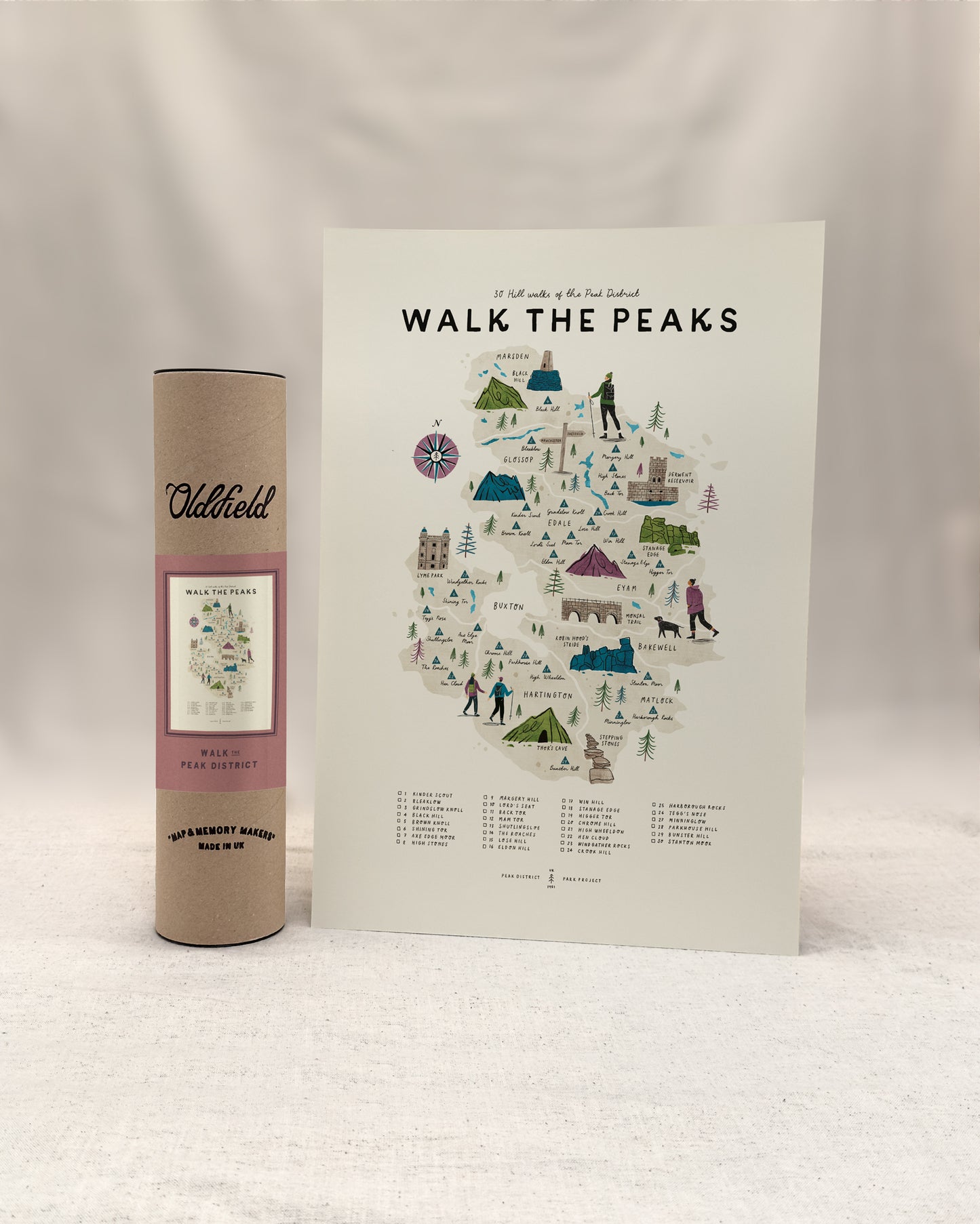 Walk the Peak District A3 Map Checklist