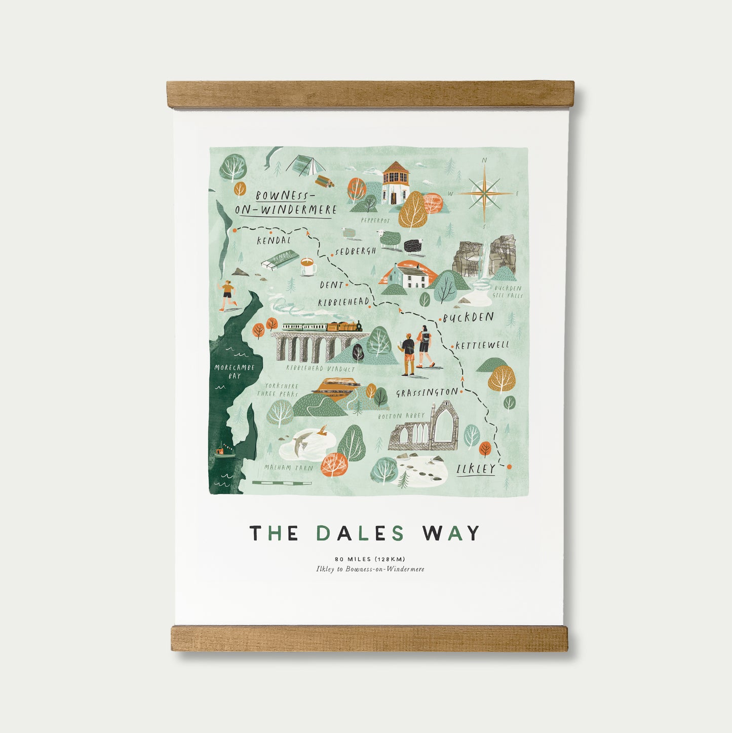 The Dales Way A3 Route Map