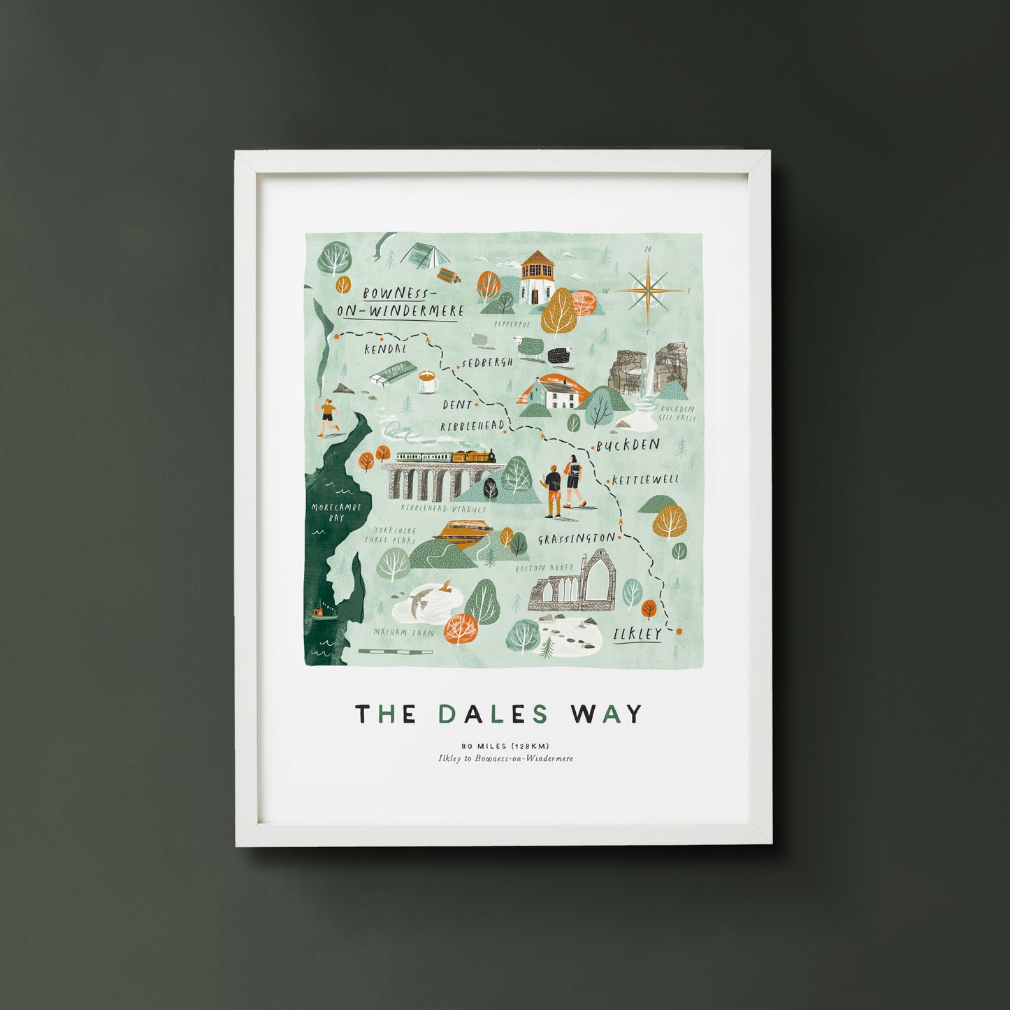 The Dales Way A3 Route Map