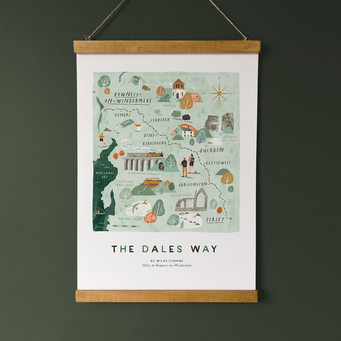 The Dales Way A3 Route Map