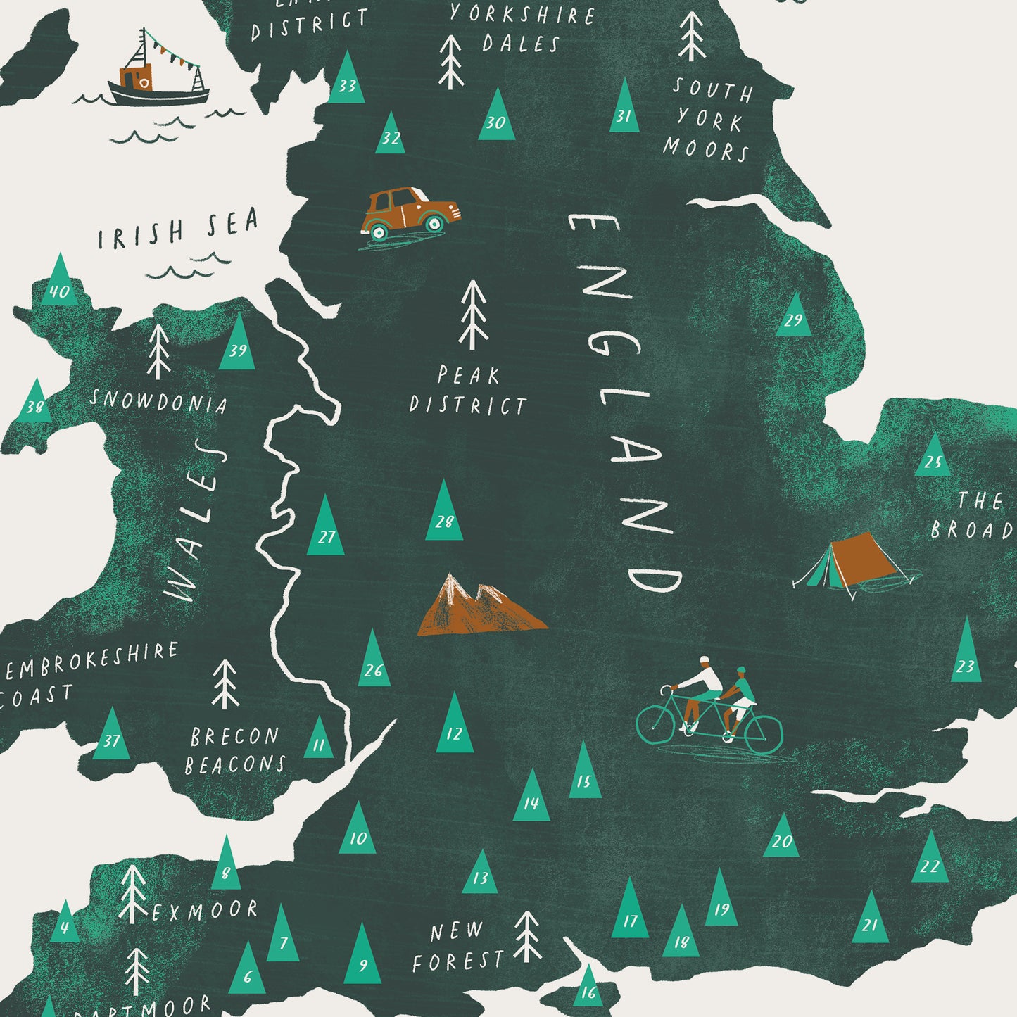 Great British Road Trip A3 Map Checklist