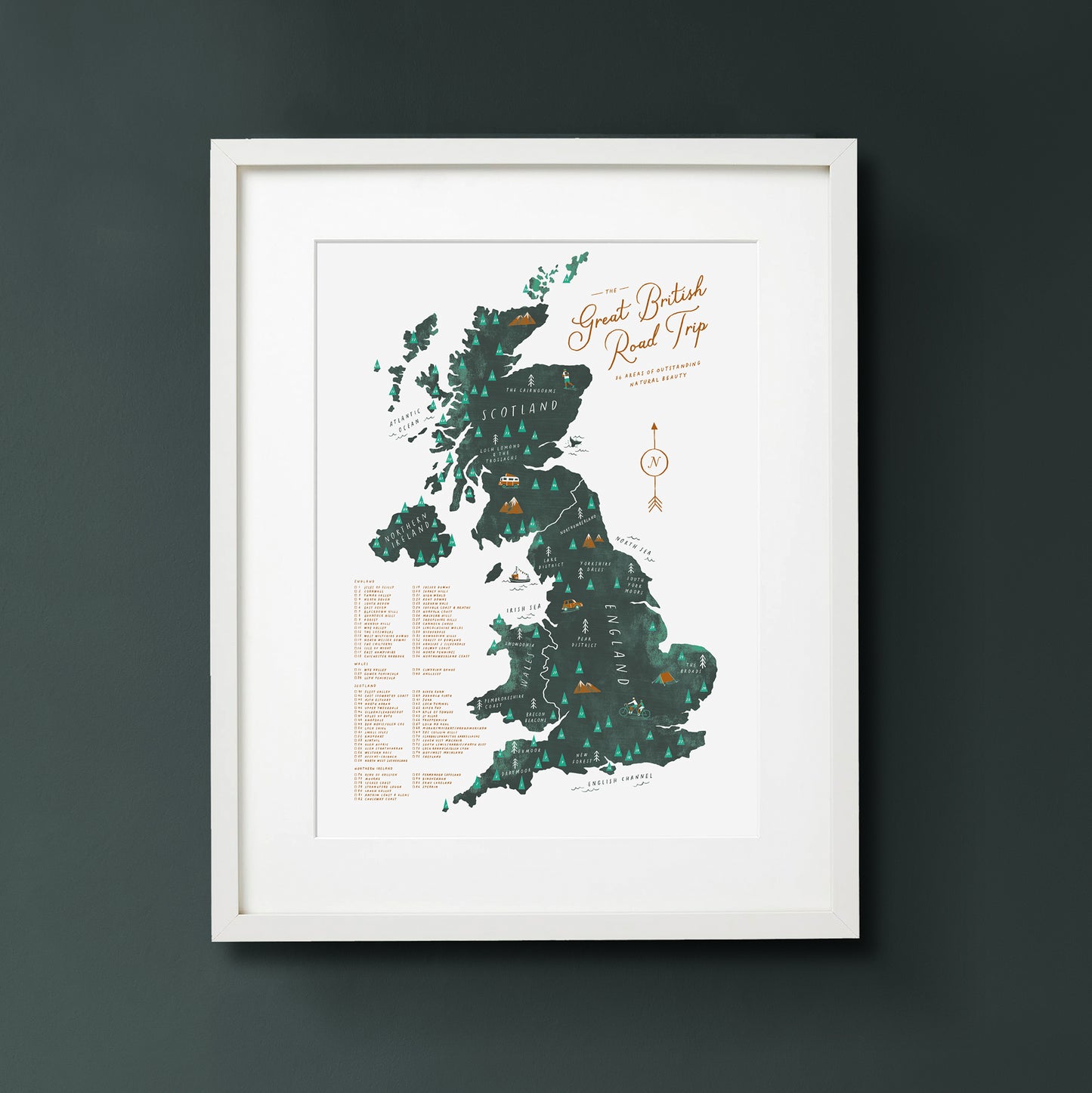 Great British Road Trip A3 Map Checklist