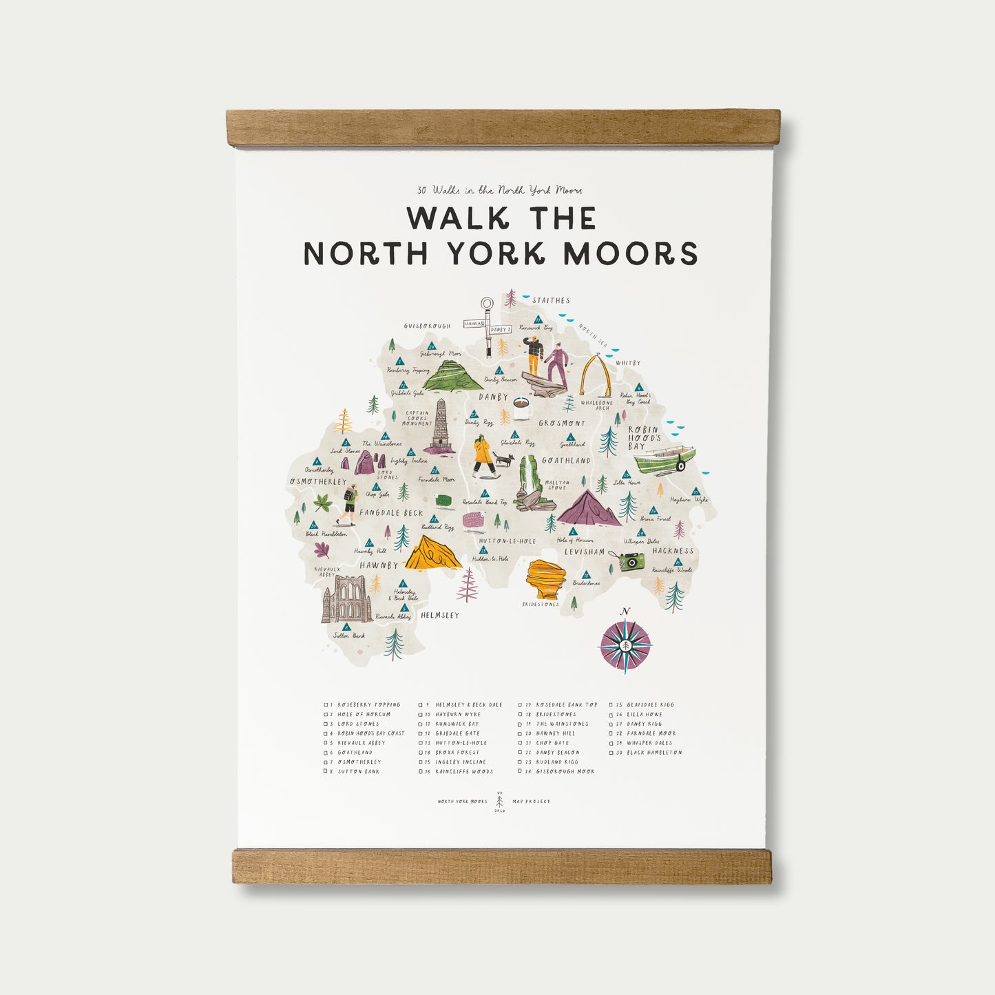 Walk the North York Moors A3 Map Checklist