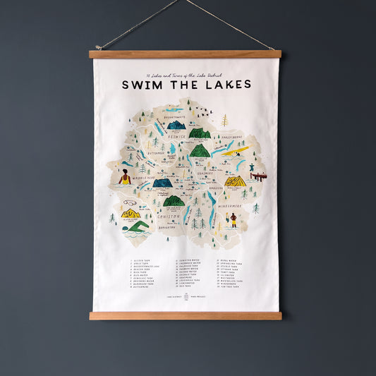 Swim the Lakes Tea Towel