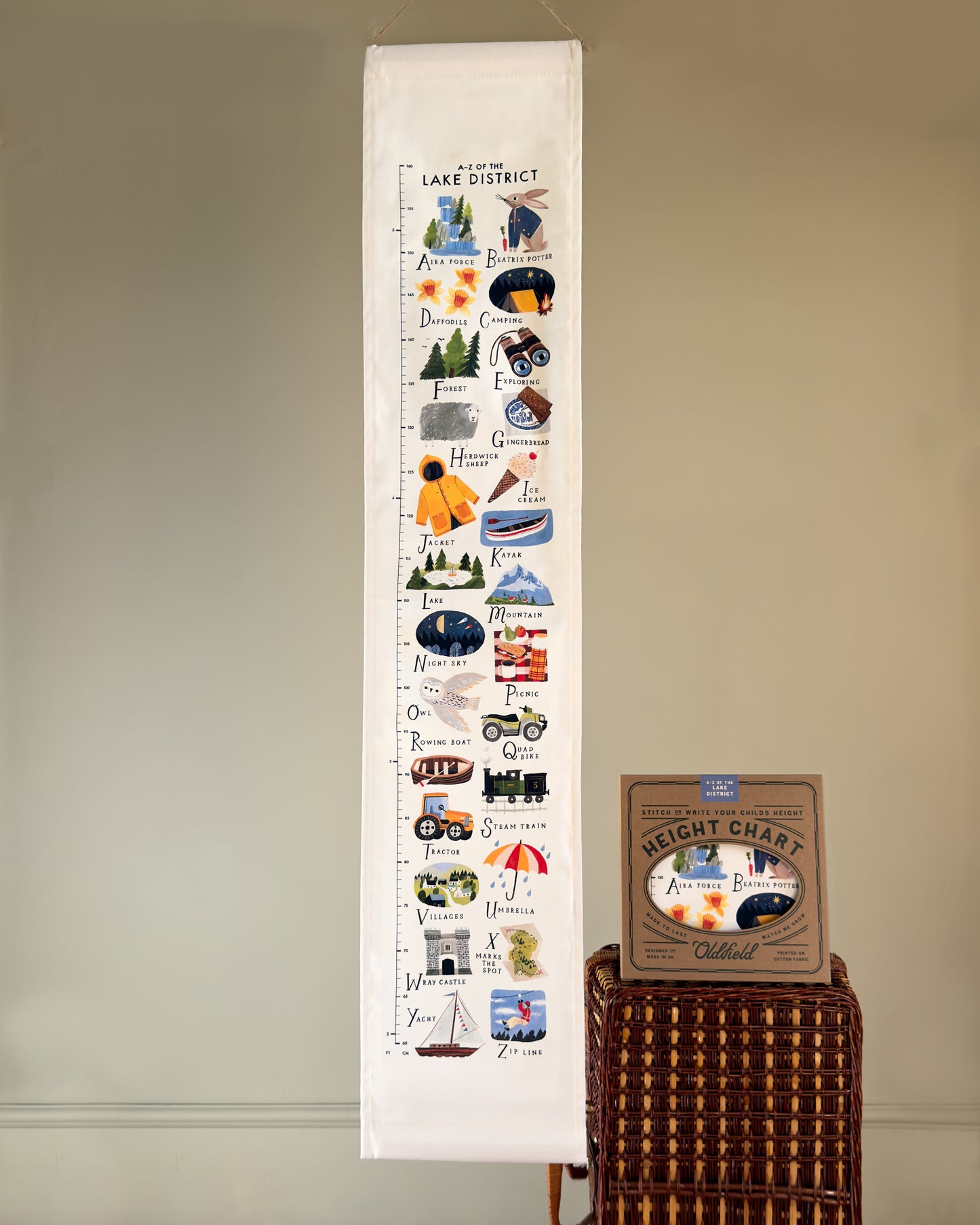 Lake District A-Z Children's Fabric Height Chart