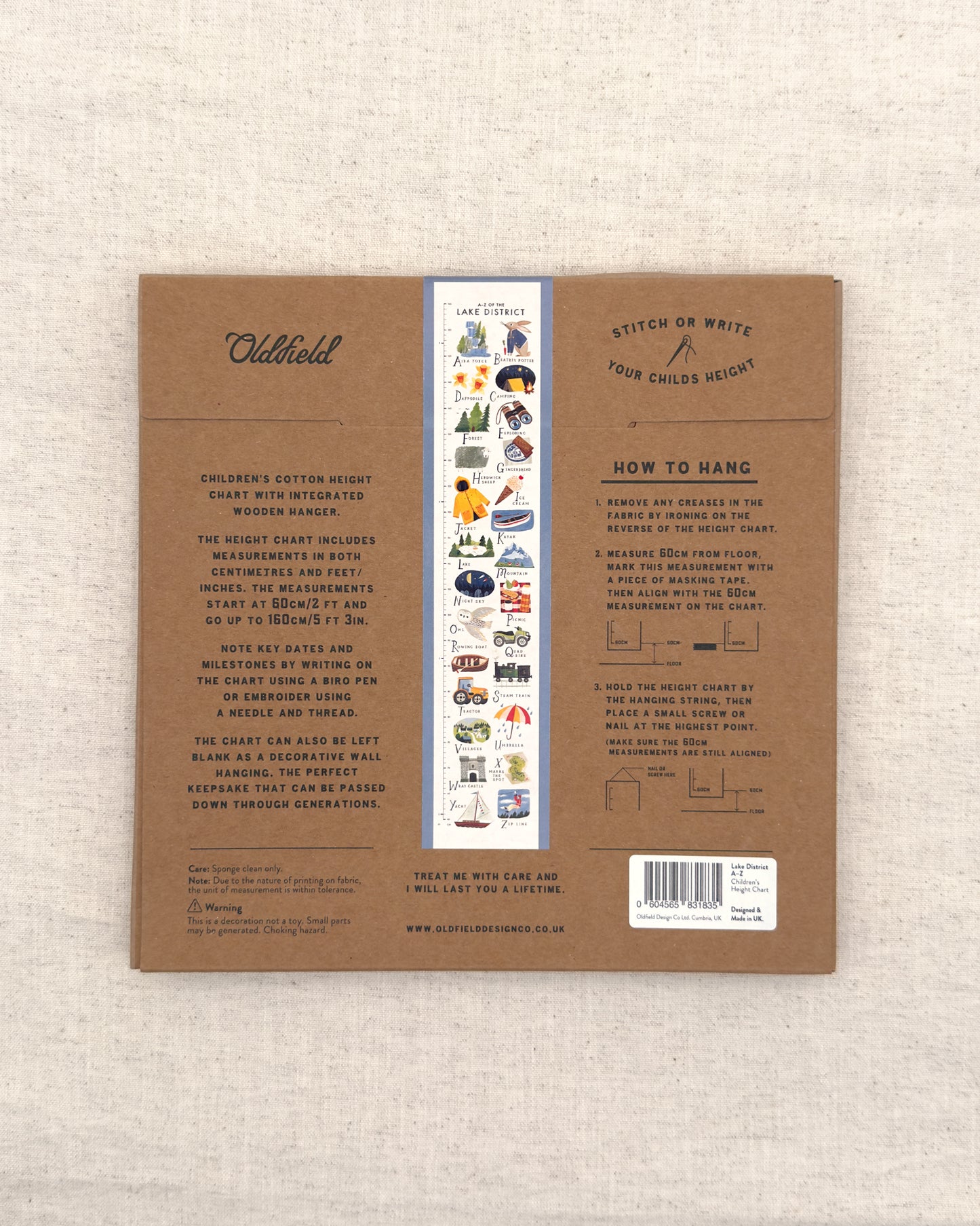 Lake District A-Z Children's Fabric Height Chart