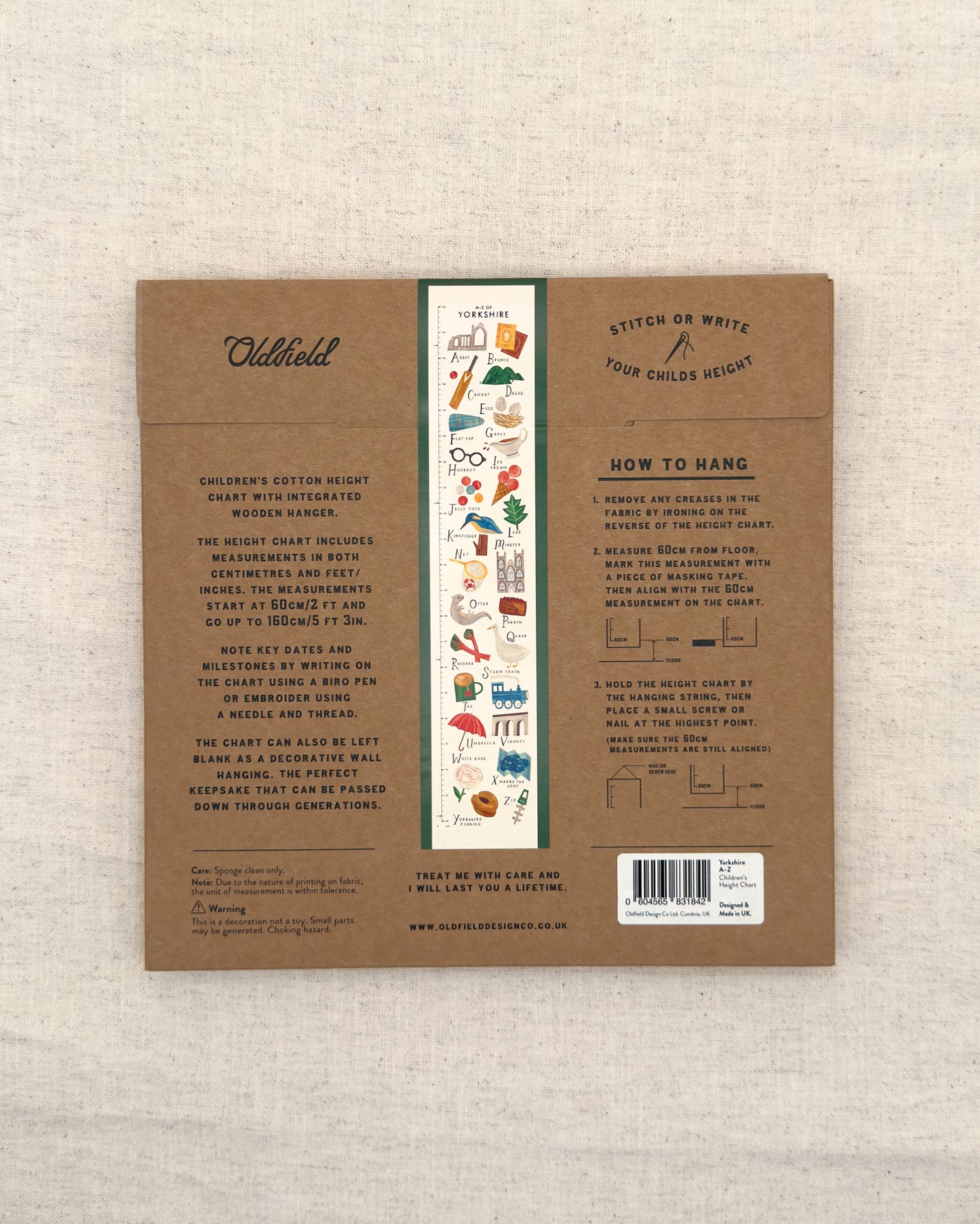 Yorkshire A-Z Children's Fabric Height Chart