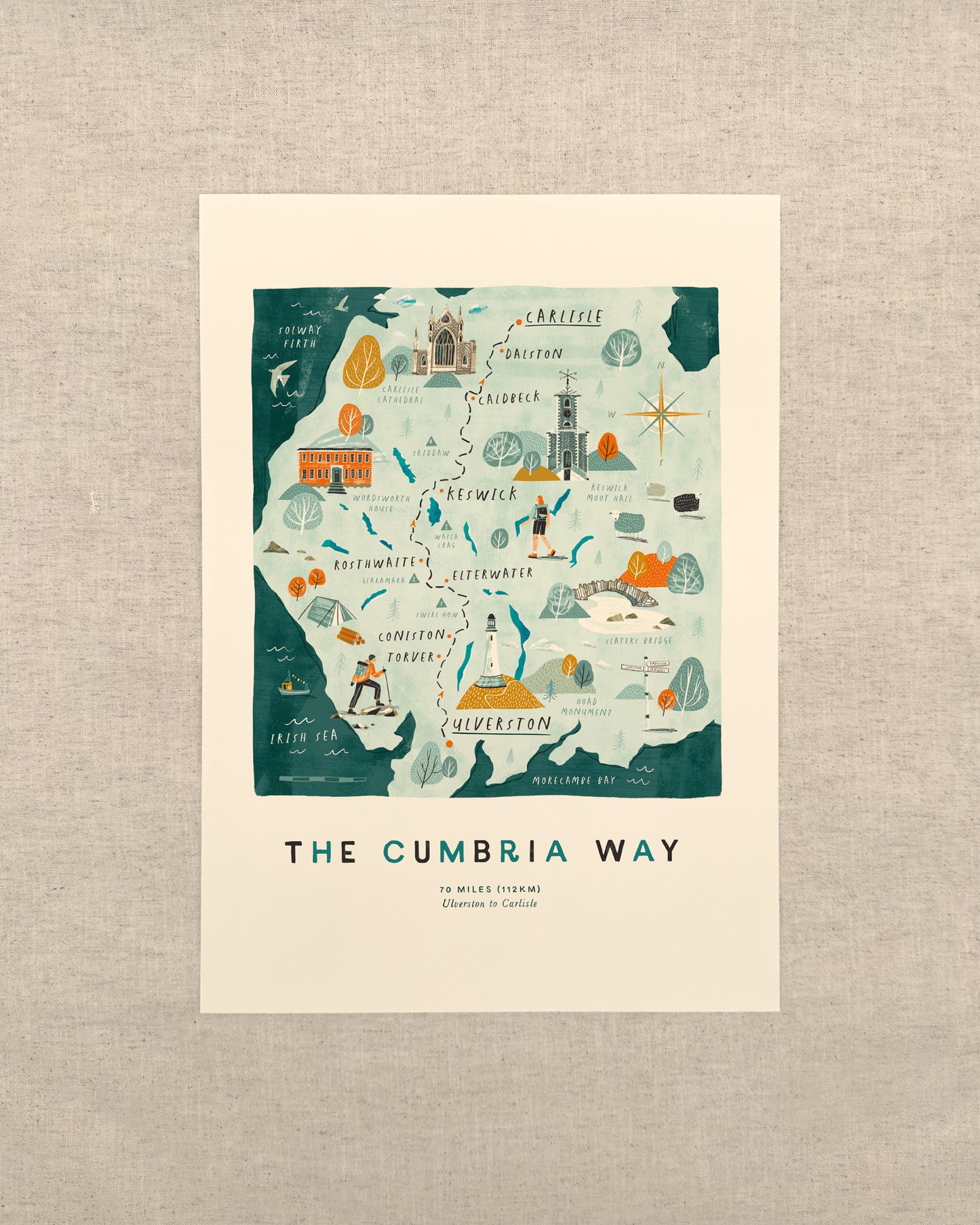 The Cumbria Way A3 Route Map