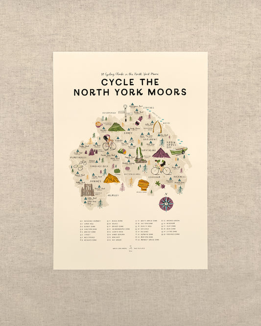 Cycle the North York Moors A3 Map Checklist