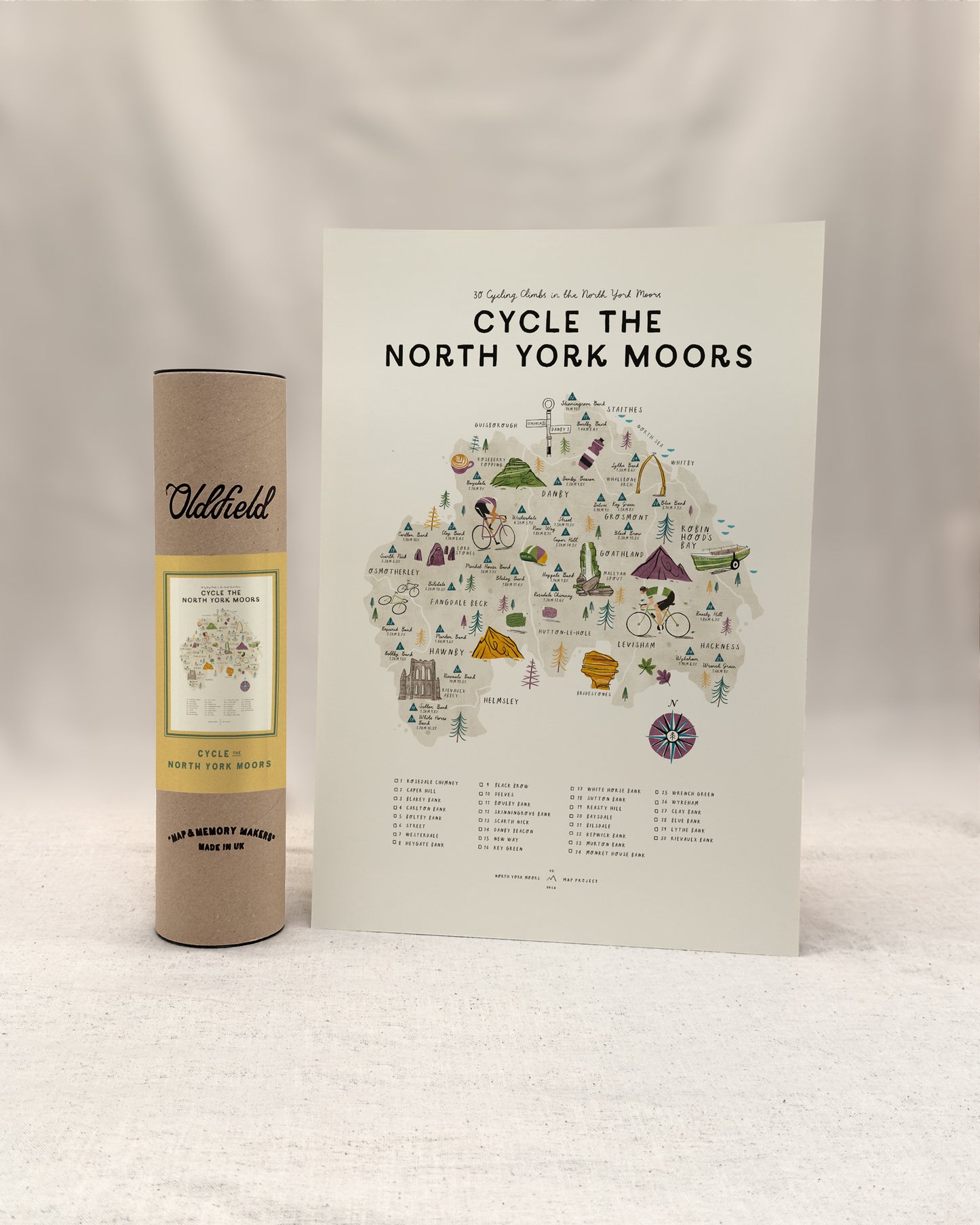 Cycle the North York Moors A3 Map Checklist