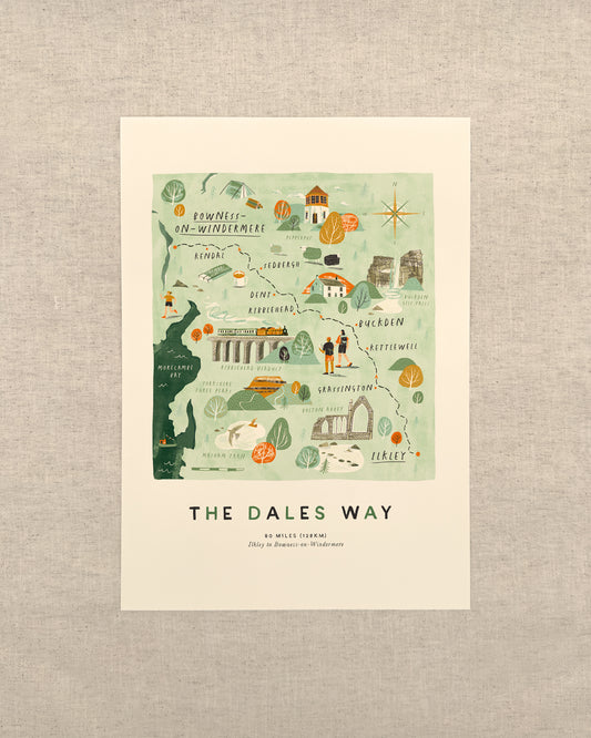 The Dales Way A3 Route Map
