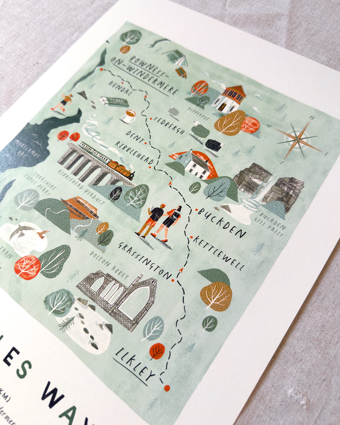 The Dales Way A3 Route Map