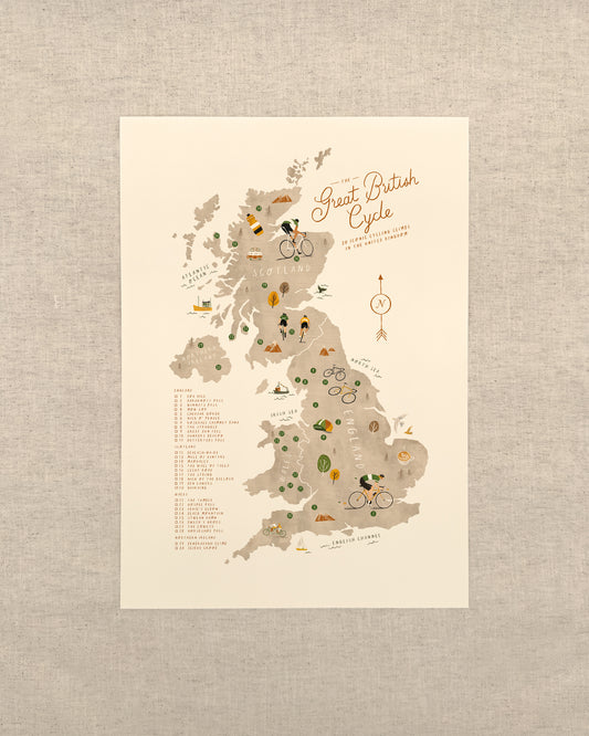 Great British Cycle A3 Map Checklist