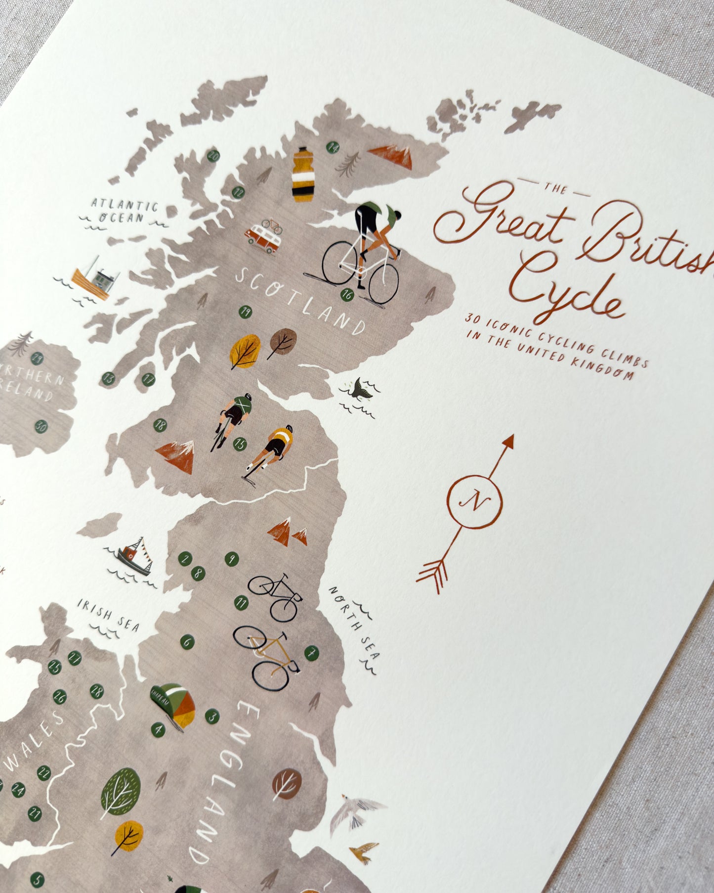Great British Cycle A3 Map Checklist