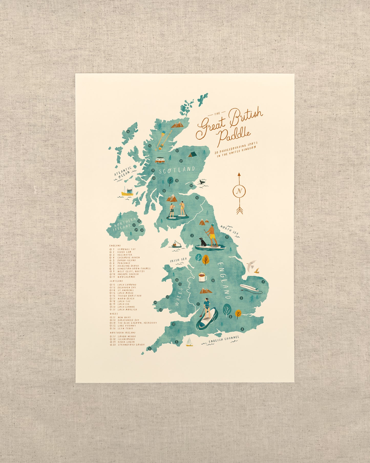 Great British Paddle A3 Map Checklist