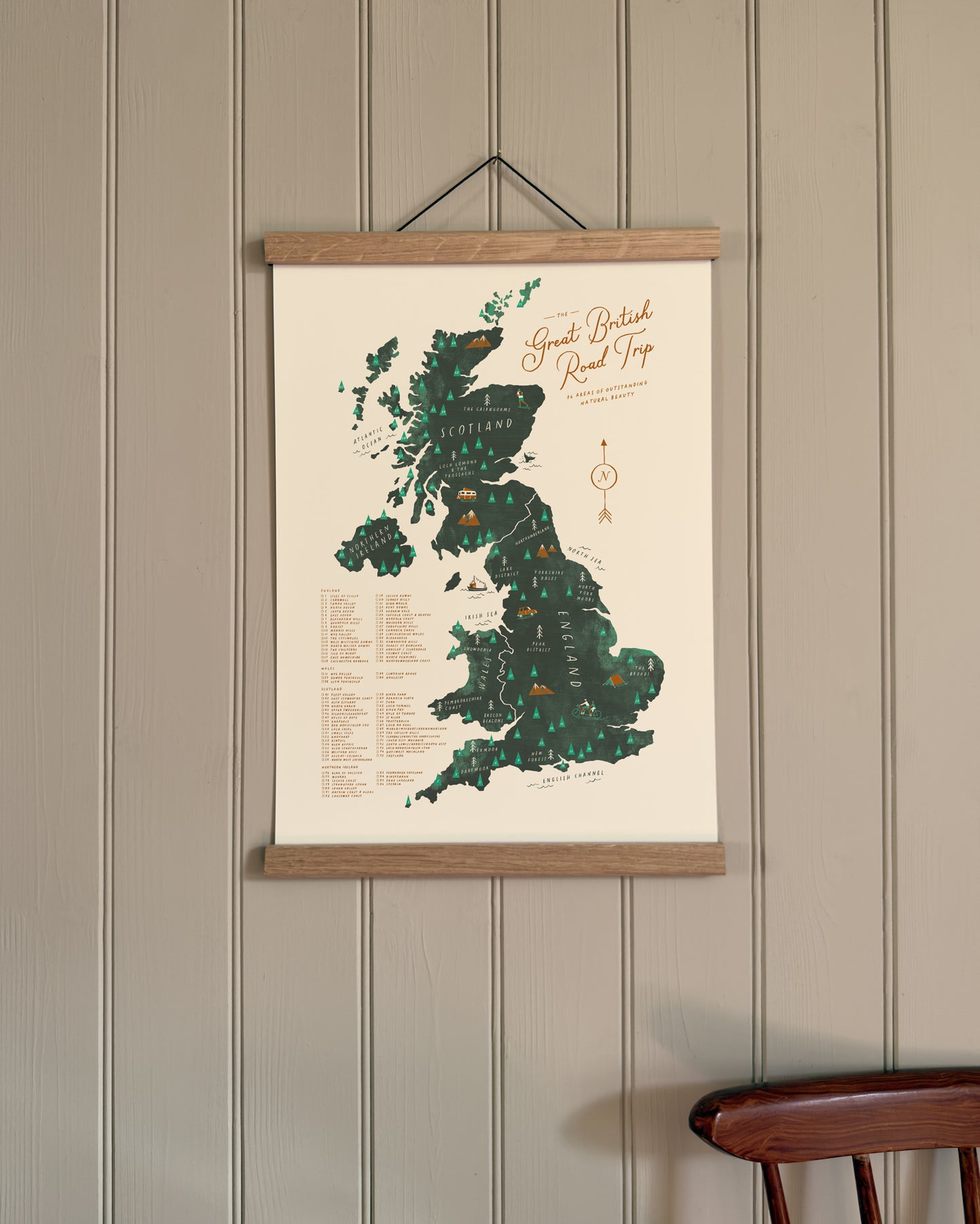 Great British Road Trip A3 Map Checklist