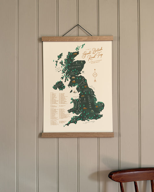 Great British Road Trip A3 Map Checklist