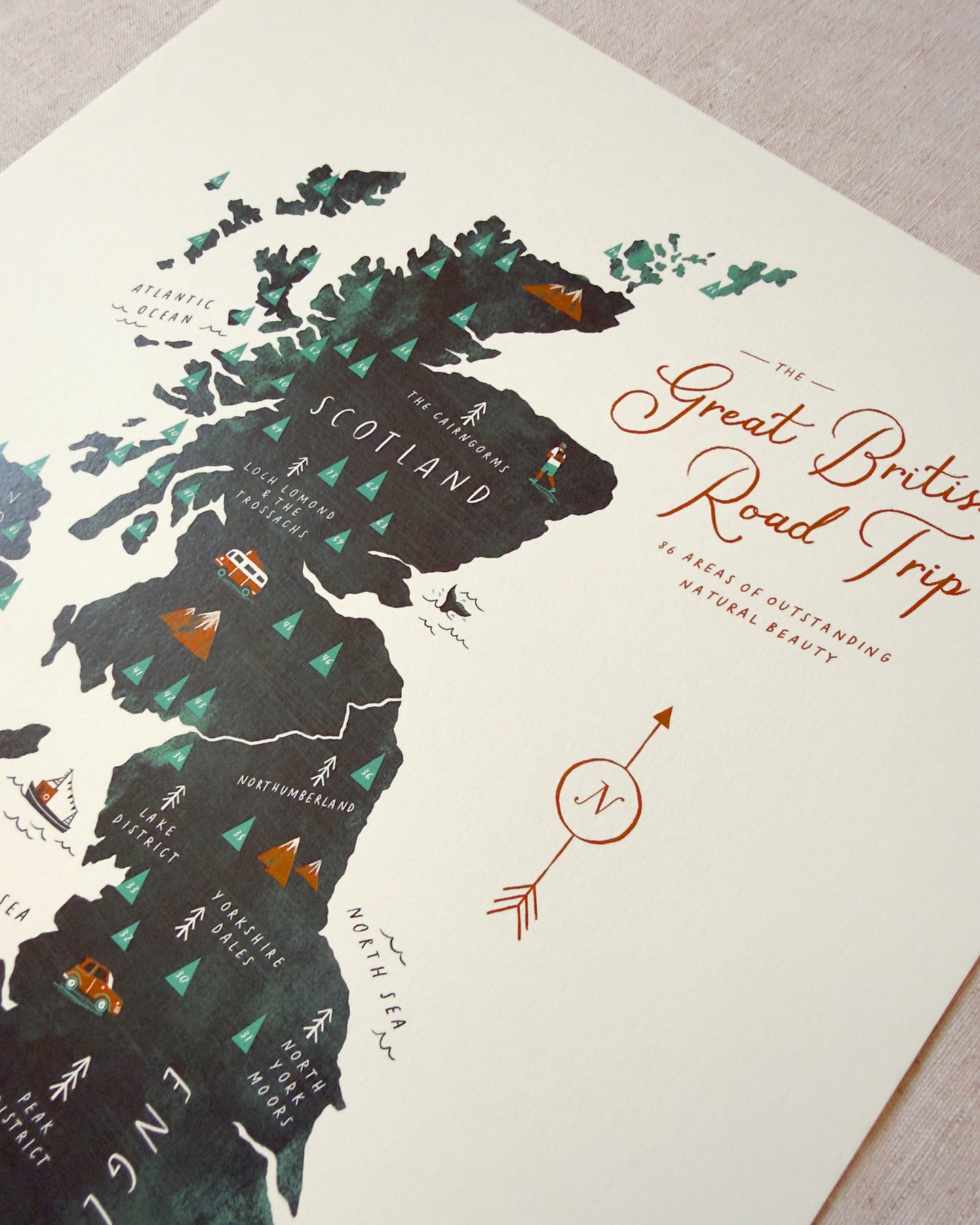 Great British Road Trip A3 Map Checklist
