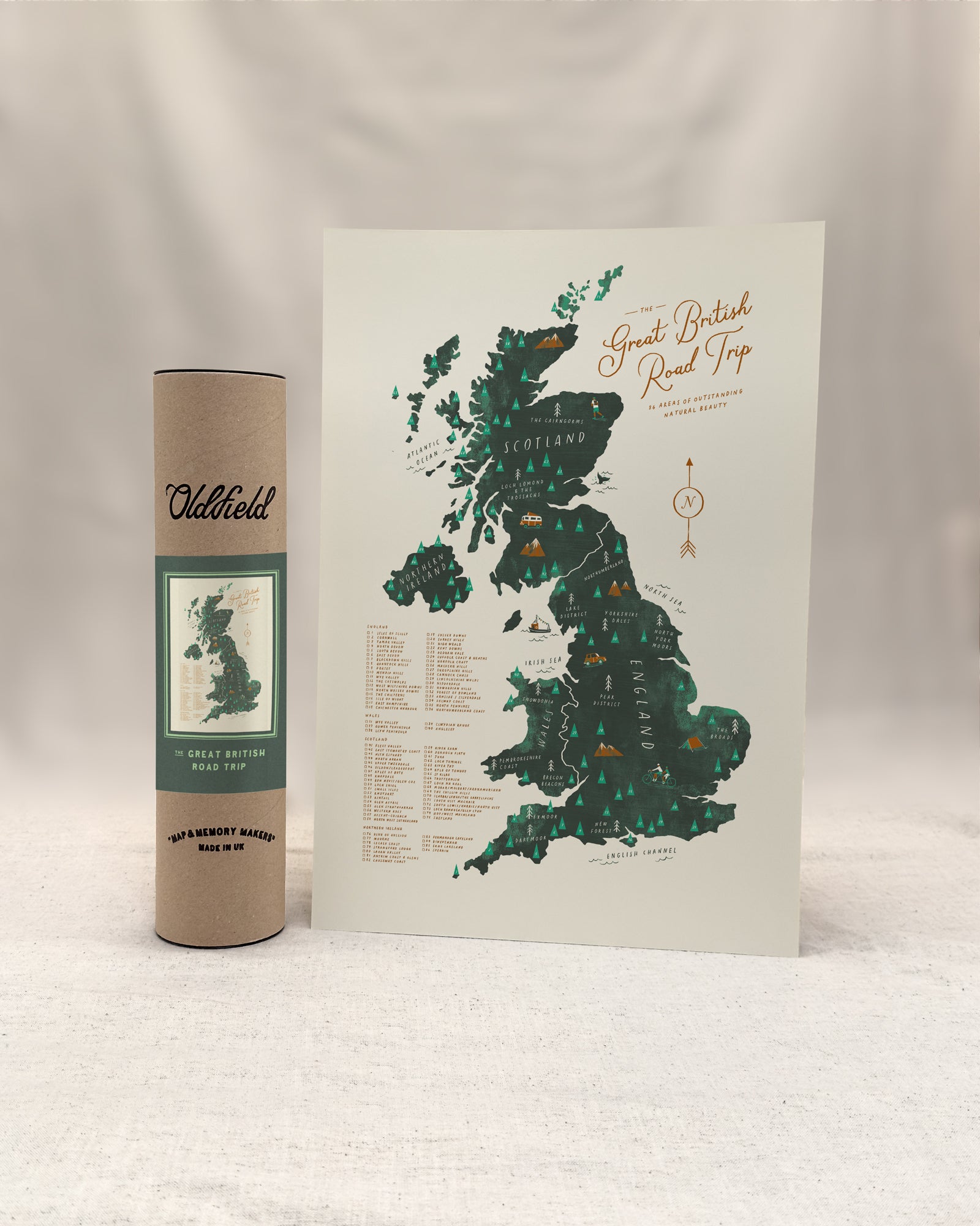Great British Road Trip A3 Map Checklist – oldfielddesignco