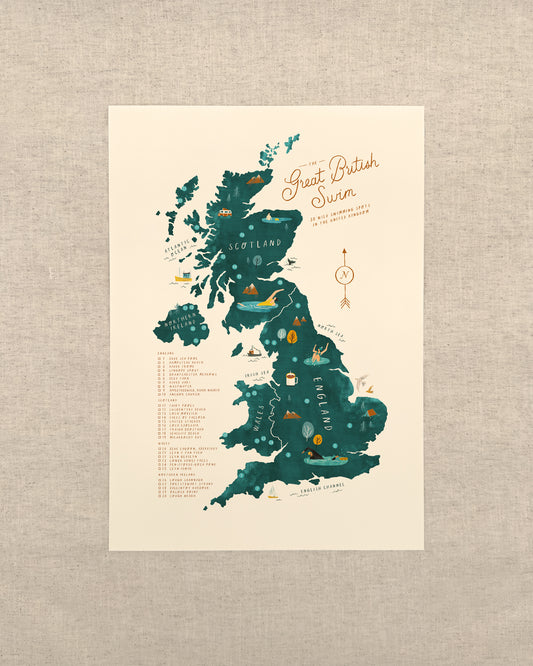 Great British Swim A3 Map Checklist