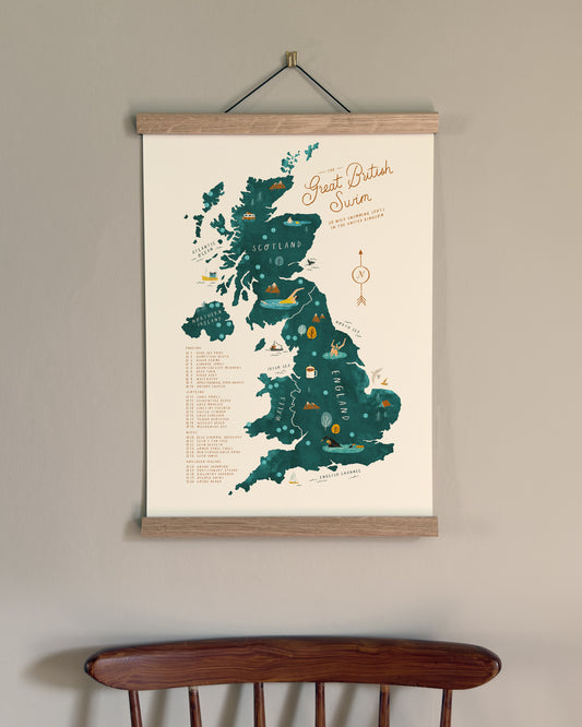 Great British Swim A3 Map Checklist