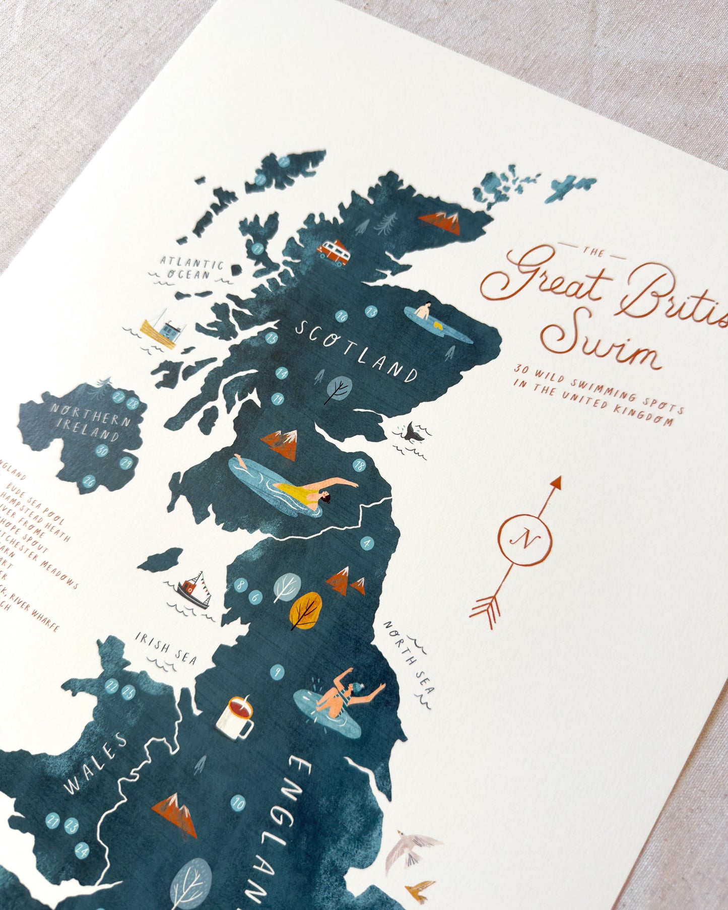 Great British Swim A3 Map Checklist