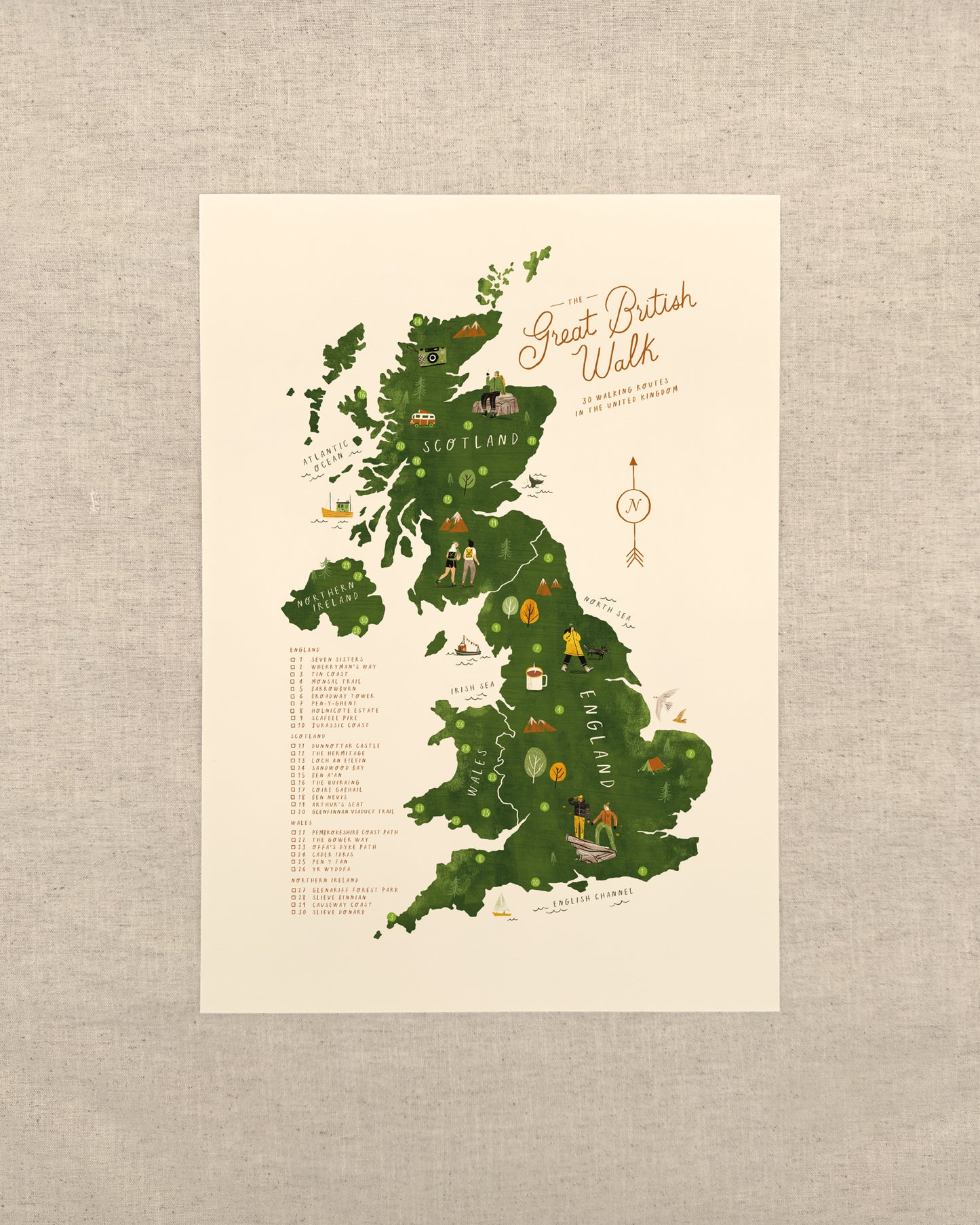 Great British Walk A3 Map Checklist