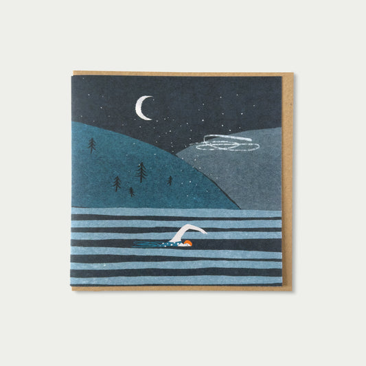 Night Swimming Greetings Card