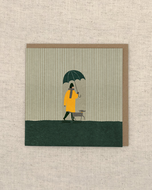 Walk in the Rain Greetings Card
