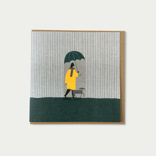 Walk in the Rain Greetings Card