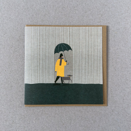 Walk in the Rain Greetings Card