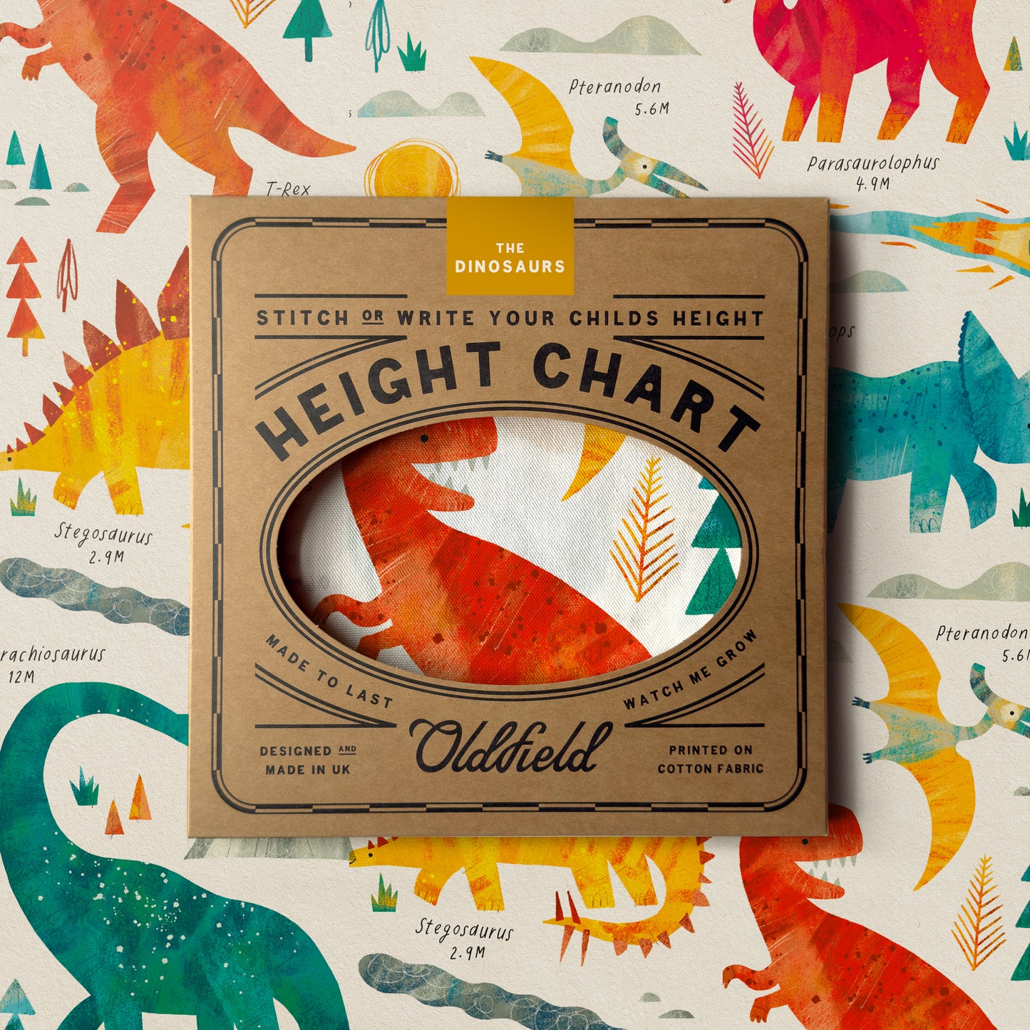 Dinosaur Children's Fabric Height Chart