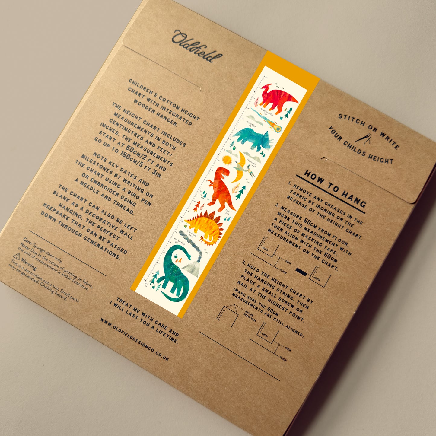 Dinosaur Children's Fabric Height Chart